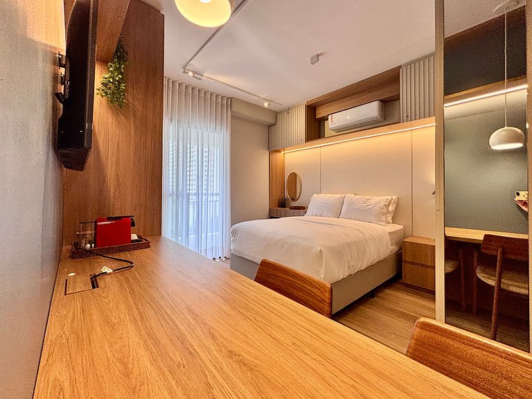 Studio planejado para longas estadias em Pinheiros