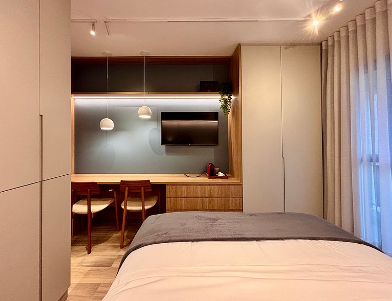 Studio planejado para longas estadias em Pinheiros