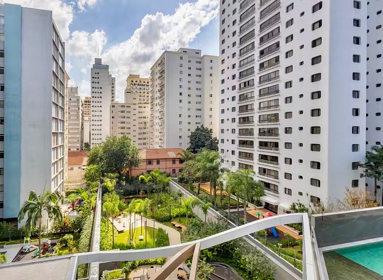 Studio no Jardins Ibirapuera com Garagem