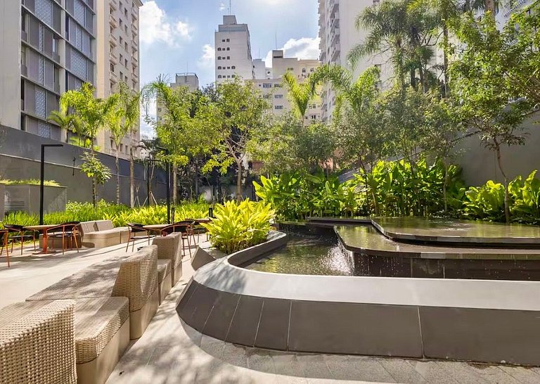 Studio no Jardins Ibirapuera com Garagem