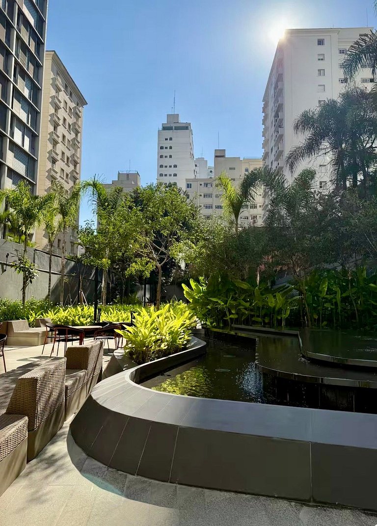 Studio no Jardins Ibirapuera com Garagem